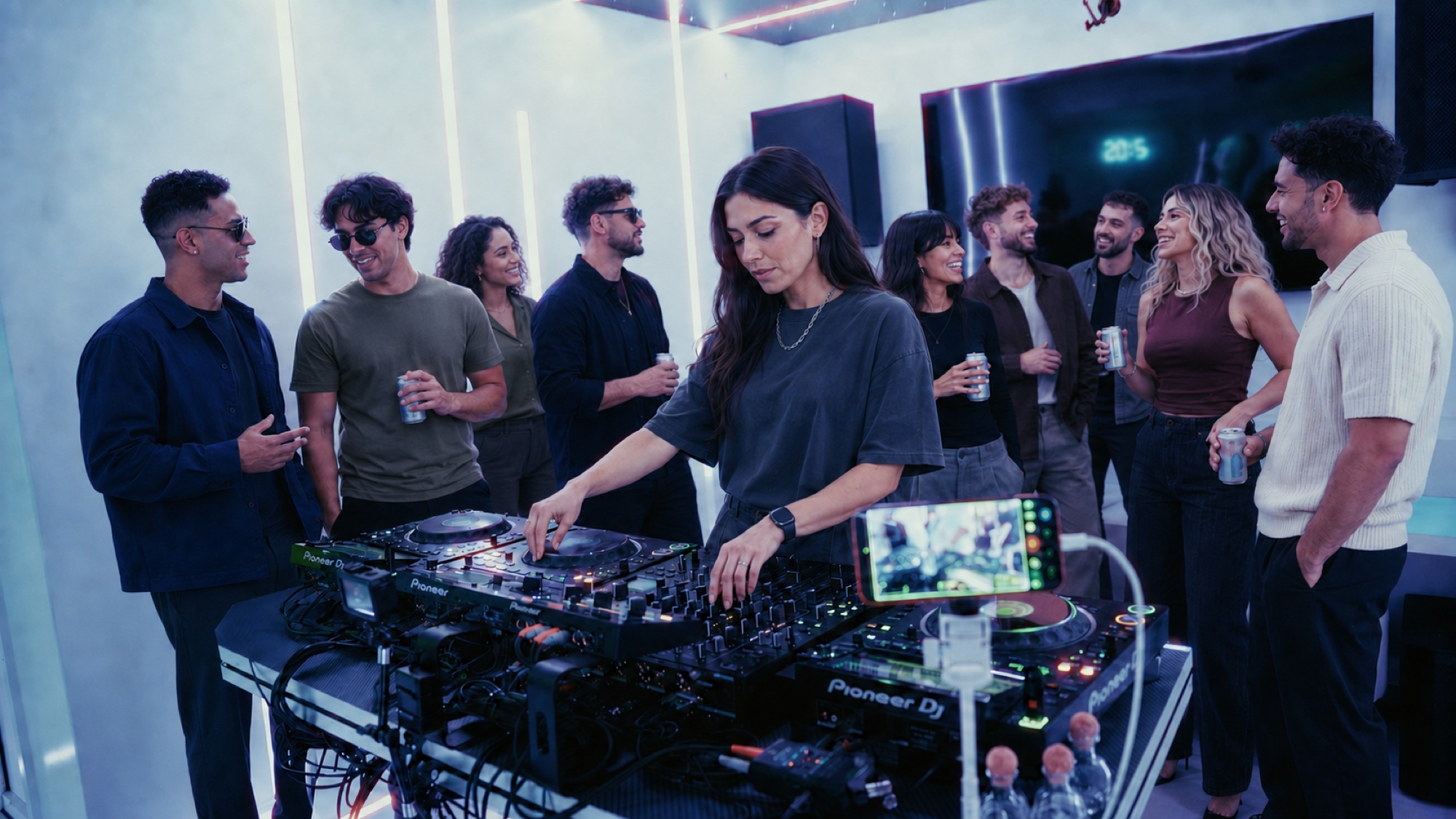 DJ performing with a crowd in The Portal at Future Studios OC